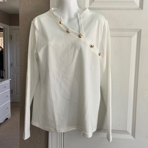 White pull over shirt gold button details new with tags